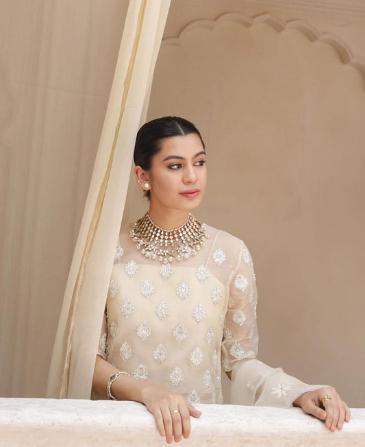 Pearl Glow Anarkali Suit | 3-Piece Stitched Suit