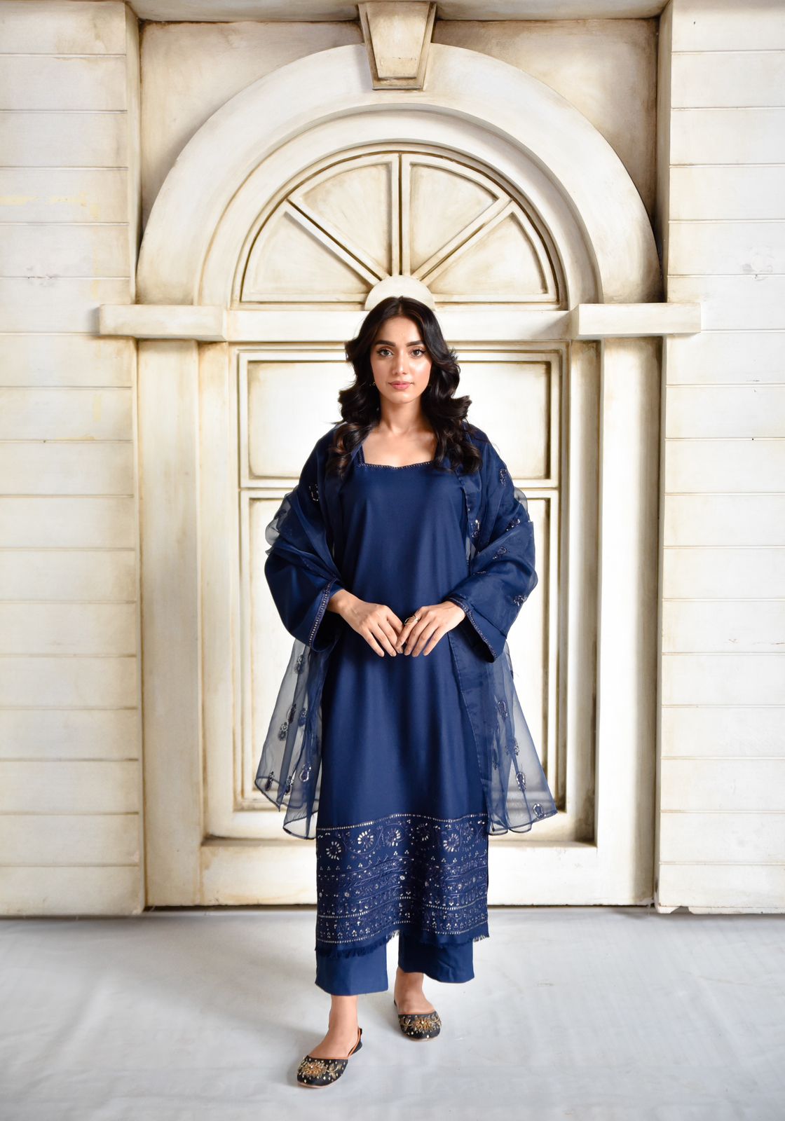 Azure Blue Full Sleeves | 3-Piece Stitched Suit