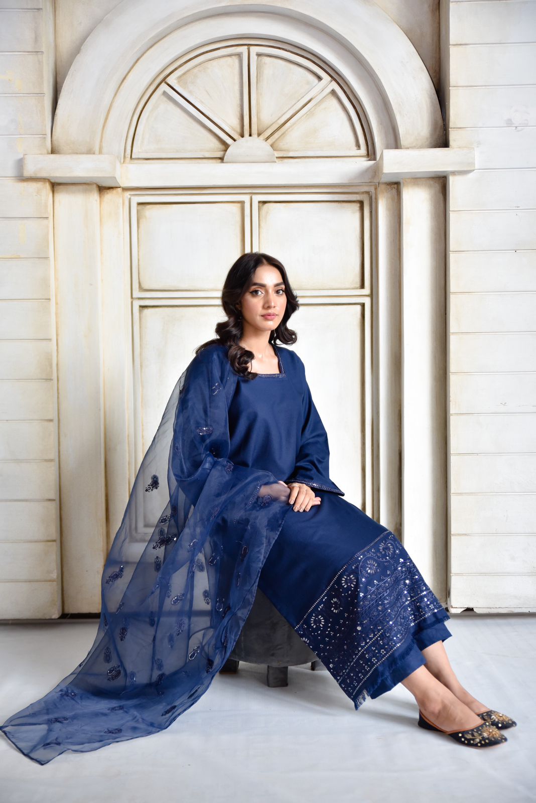 Azure Blue Full Sleeves | 3-Piece Stitched Suit