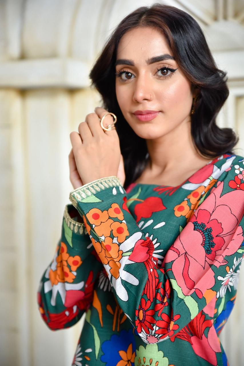 Green Glamour — Khaddar Set