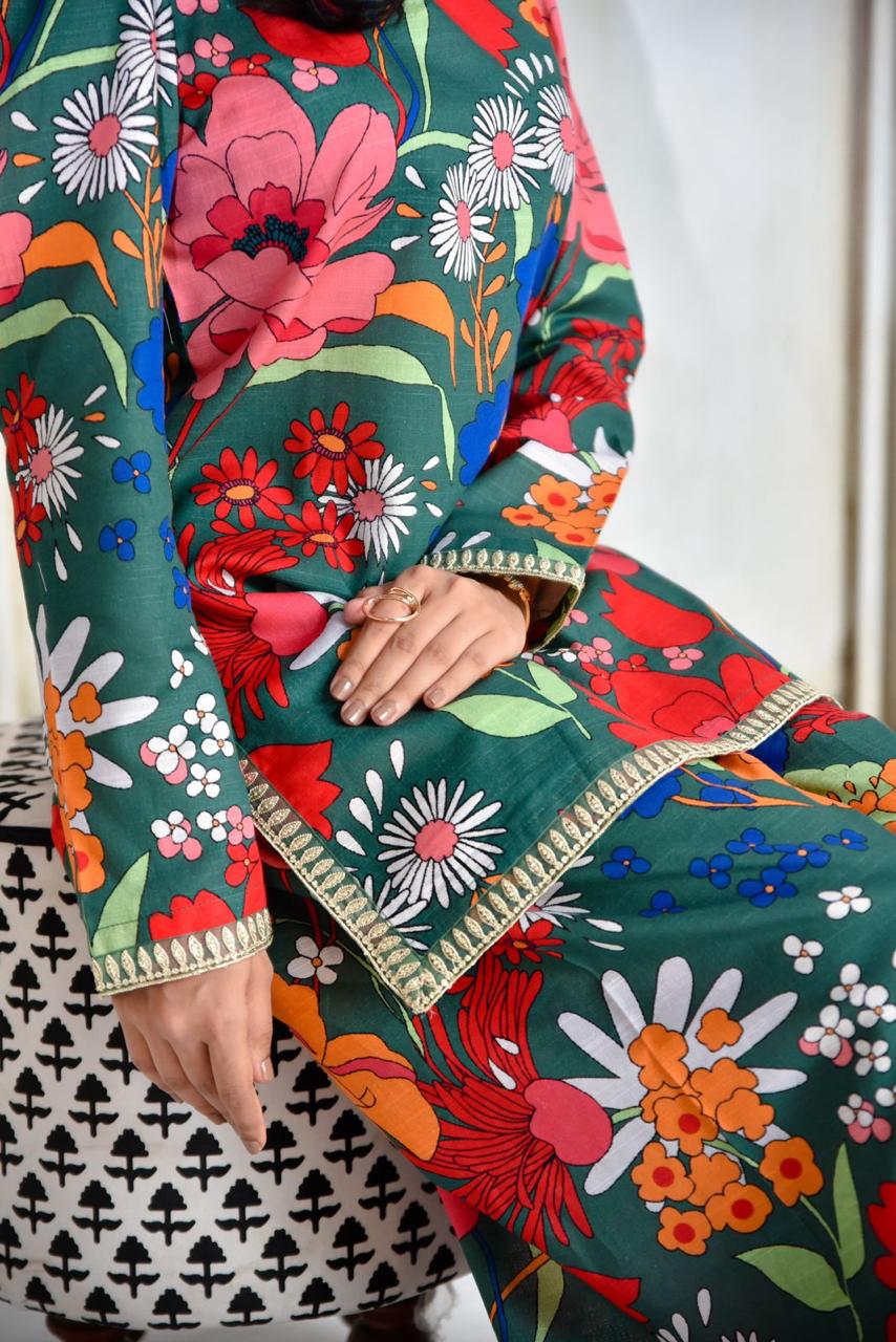 Green Glamour — Khaddar Set