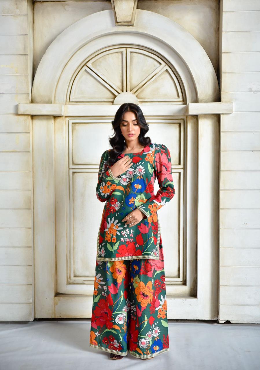 Green Glamour — Khaddar Set
