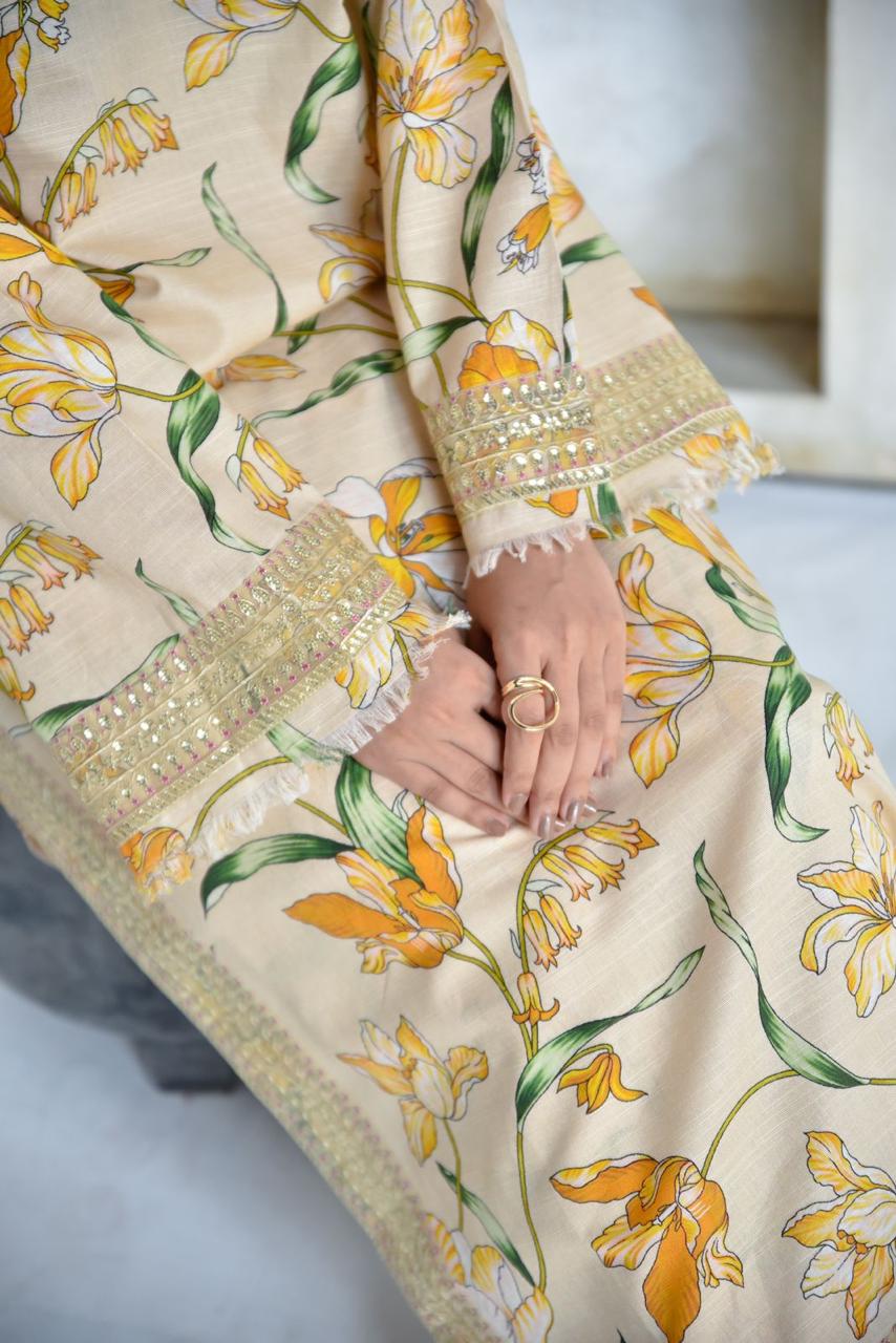Ivory Flora | 2-Piece Stitched Suit