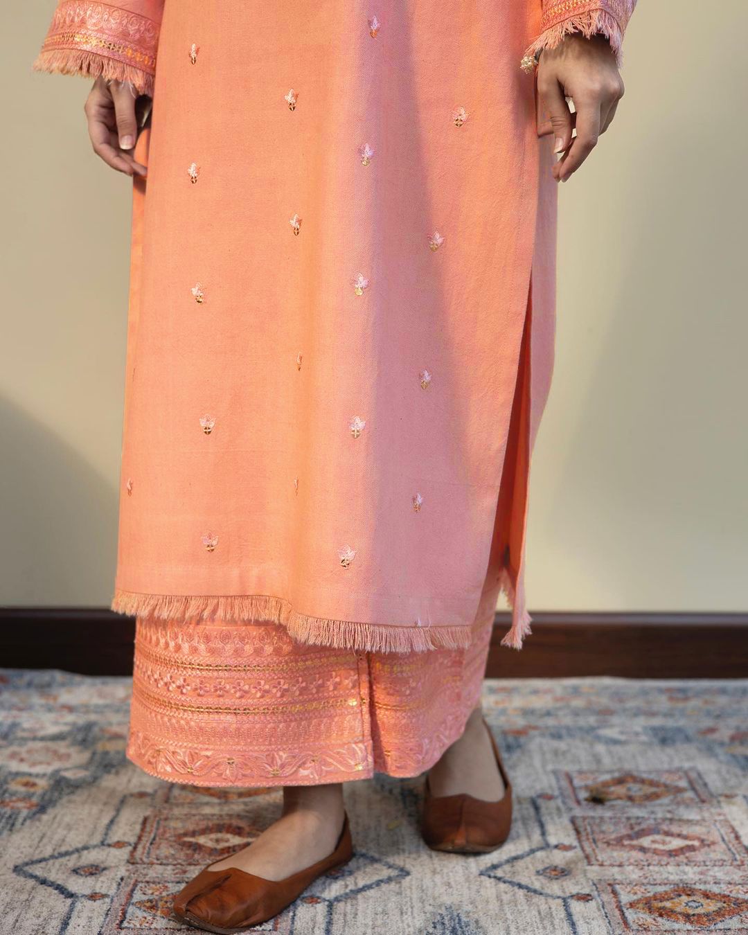 Peach Elegance | 2-Piece Stitched Suit